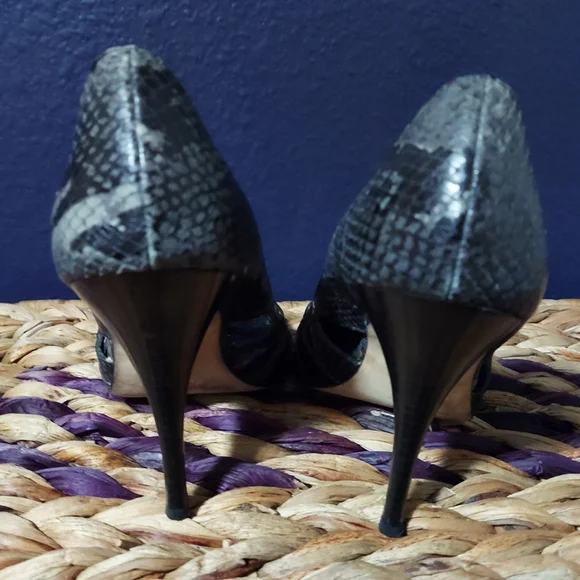 Steven By Steve Madden Black Snakeskin Heels - Picture 3 of 4